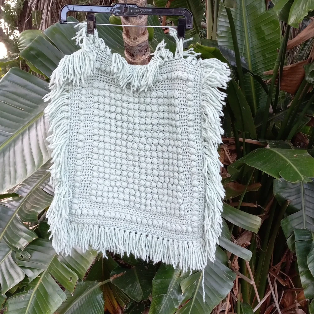 Cottagecore popcorn crochet pillow cover
